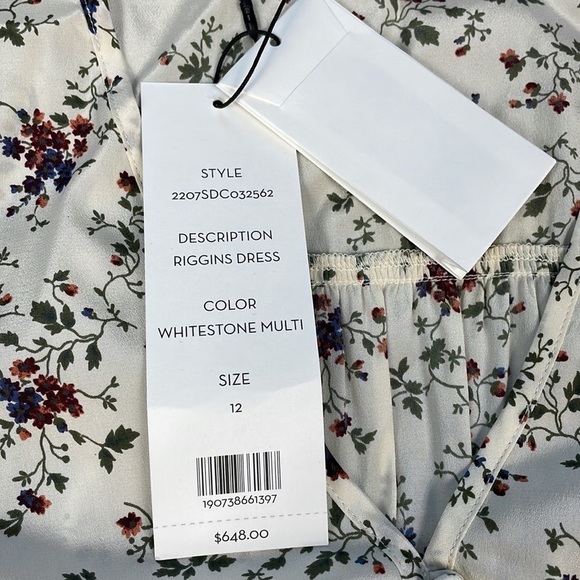 NWT Veronica Beard Riggins Dress Silk Floral Whitestone Mini Sz 12 - Picture 14 of 15